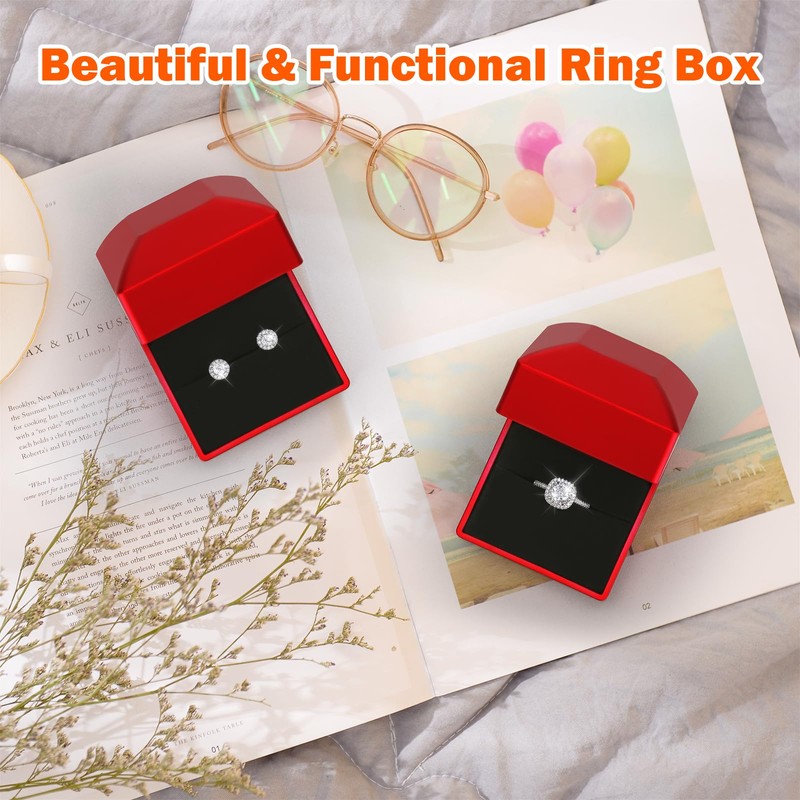 LED Ring Earring Box for Proposal, Wedding, Engagement， Luxury Jewelry