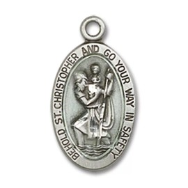 Bliss Sterling Silver Saint Christopher Catholic Medal Pendant Necklace 18" Chain Gift