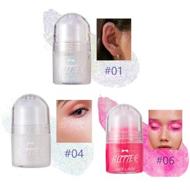 Face Glitter, Glitter Gel Roll On for Hair, Face and Body, Roll-on Body Glitter Gel, Mermaid Festival Glitter Make-Up Rave