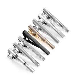 Wynameleri Tie Bars Clips 8 PCS, 1.6 Inches Business Shirt Necktie Pin Pinch Clip Set for Men B0308041