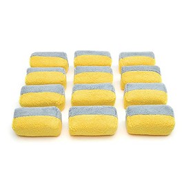 Autofiber Mini [Saver Applicator Terry] Ceramic Coating Applicator Sponge | 12 Pack | with Plastic Barrier to Reduce Product Waste. (Gold/Gray)