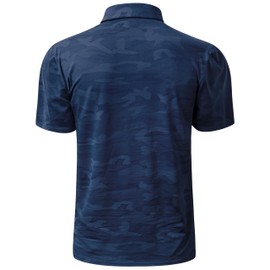 TAPULCO Men's Camo Quick Dry Polo Golf Shirts Performance Moisture-Wicking Short Sleeve Lightweight Breathable Tee for Sports Outdoor Casual Wear Camo Dark Blue X-Large