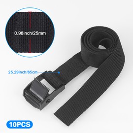 Hejo Short lashing straps, pack of 10, 65 cm, adjustable lashing straps with clamping lock, rust-proof fastening straps, short, fastening straps for bicycle, motorcycle, luggage packages, camping
