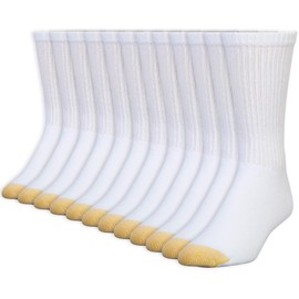 GOLDTOE Men's 656S Cotton Crew Athletic Socks, Multipairs, White (12-Pairs), X-Large