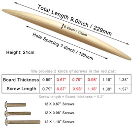 ESreake 4Pcs Solid Arch Cabinet Pulls Handles Knobs,9 inch Large Heavy Modern Elegant Curved Handle Cabinet Handles,Arcuate Zinc Alloy Drawer Pulls Handles (Pearl Gold, 7.6" Hole Centers)