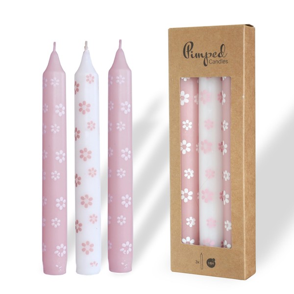 COMFORDER Taper Candles Set Printed, 3 x Table Candles with