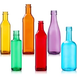 Zhehao 6 Pcs Colored Glass Bottles Decorative Glass Bottle for Bottle Tree 6 Shapes Empty Wine Bottles for Garden Yard Outdoor Home Decor(Cylinder)