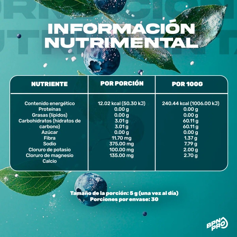 Electrolitos En Polvo 150g Sabor Blueberry Mora Azul Hydrox BPN