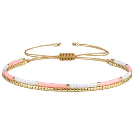 KELITCH Miyuki Bead Bracelets Double Strand Bracelets Adjustable Women's Charm Bracelets Chic Style, Miyuki, No-Gem-Tye