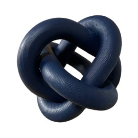 DEERWIN Wood Knot Chain Link Decor - 3 Link Boho Wooden Hand Carved Decorative Wooden Links Knots for Coffee Table Entryway Modern Farmhouse Shelf Decoration (Navy Blue)