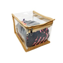 iShine Multipurpose Transparent Zipper Travel Pouch for Men and Women ECO Set of 2 (Beige, Semi Medium)