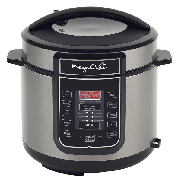 MegaChef Digital Pressure Cooker, Silver, 6 quart