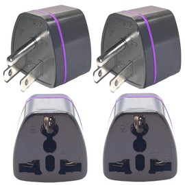 Universal World to Canada/American Outlet Plug Adapter-Type B (4 Pack), 3 Prong to 3 Prong Travel Plug Adapter, International Tourists from European/EU/China/Australia/UK to US Plug Adapter