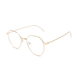 Lairesen Fashion Metal Myopia Glasses Men and Women Retro Myopia Long Distance Glasses, gold