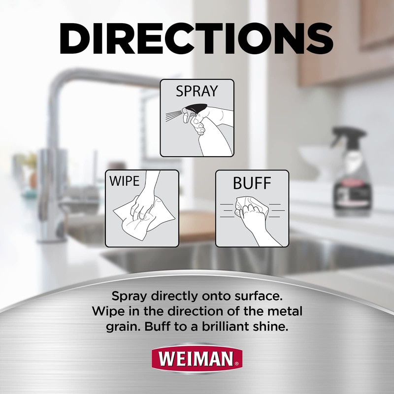 Weiman Stainless Steel Cleaner and Polish - Protects Appliances from