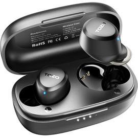 TOZO A1 Mini Wireless Earbuds Bluetooth 5.3 in Ear Light-Weight Headphones Built-in Microphone, IPX5 Waterproof, Immersive Premium Sound Long Distance Connection Headset with Charging Case, Black