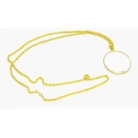 Binger 2" inch Round Optical Glass Magnifier Golden Frame Coat Chain Magnifying Glass