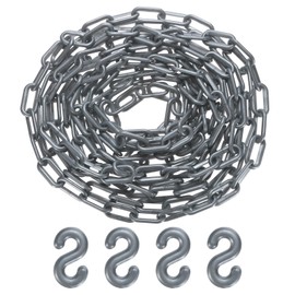 M METERXITY Plastic Barriers Chain, 24Ft Length Gray Plastic Waterproof Safety Chain Link with S-Shaped Buckle for Crowd Control/Elevator/Parking/Driveway, Caution Barriers Link