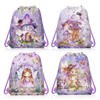 12 Pcs Purple Mushroom House Drawstring Non-Woven Bag Fairy Drawstring
