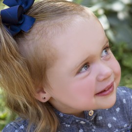 Girl's Sterling Silver October CZ Simulated Pink Sapphire Birthstone Heart Earrings with Screw Back for Baby, Toddler and Kids (6mm)