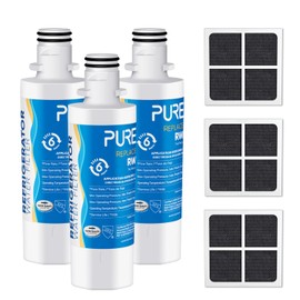 PUREPLUS PUREPLUS ADQ747935 Replacement for LG LT1000P LT1000 Kenmore Elite 9980 LT1000PC, MDJ64844601 ADQ74793501, LMXS28626S, LFXS26973S, LT120F Refrigerator Water and Air Filter,3Pack, Model: RWF4700AC