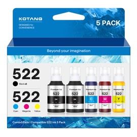 KOTANG 522 Ink Refill Bottles High Capacity (5 Bottles) Replacement for 522 Ink Compatible with ET-2400 ET-2720 ET-2800 ET-2803 ET-2840 ET-4700 ET-4800 ET-4810 Printer (Not Sublimation Ink)