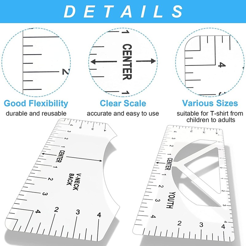 Powerful 14PCS T-Shirt Ruler Guide Alignment Tool Vinyl Center Design