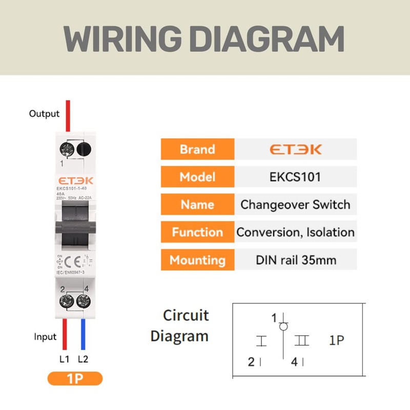 Manual Transfer Switch 40A MTS Type AC Modular Switch Locking