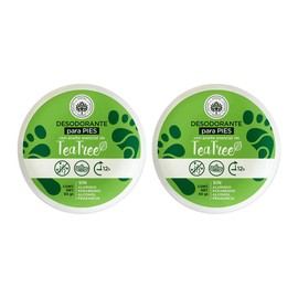 Árbora PACK 2 Desodorante de Pies con Tea Tree |Neutraliza el Mal Olor y Absorbe Humedad |Protección Natural. SIN Parabenos, Aluminio, Talco|Perfecto para viajes| Fórmula Suave e Hidratante |50gr