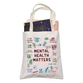 LEVLO Calm Down School Counselor Teacher Psychologist Graduation Gift Mental Health Matters Shopping Bag, Mental Health Matters, Medium
