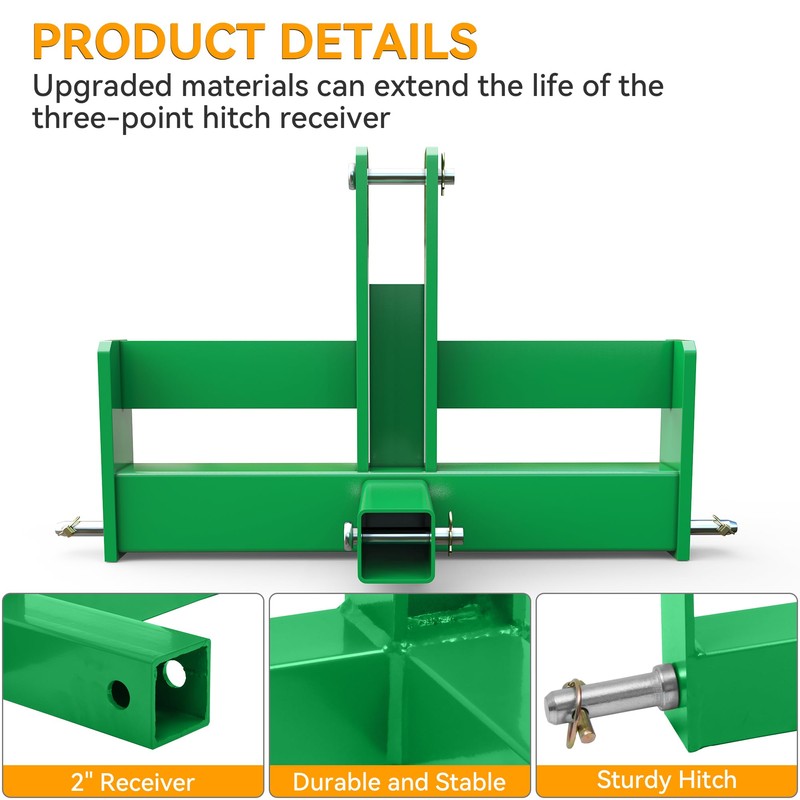 YINTATECH 3 Point Hitch Receiver for Category 1 with 2"