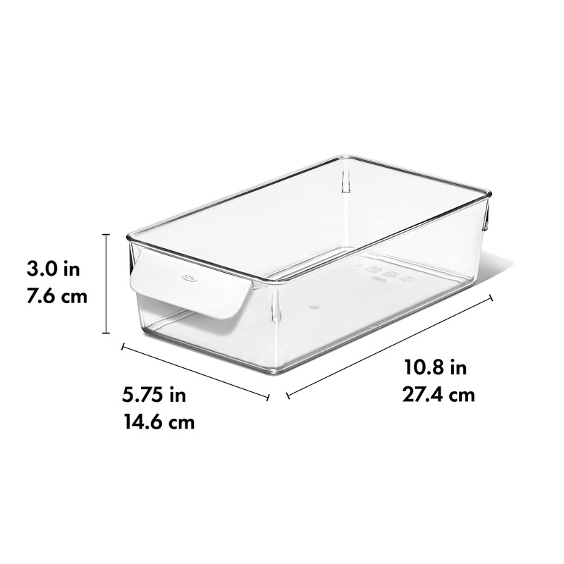 OXO Refrigerator Storage Bin, 5 by 10 in, Clear