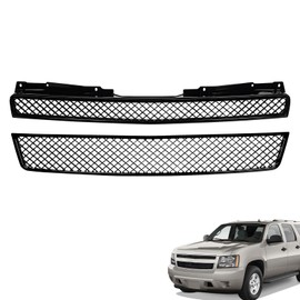 Front Grille Compatible with 2007 2008 2009 2010 2011 2012 2013 2014 Avalanche Tahoe Suburban 1500，Black Automotive Front Hood Grill Replacement
