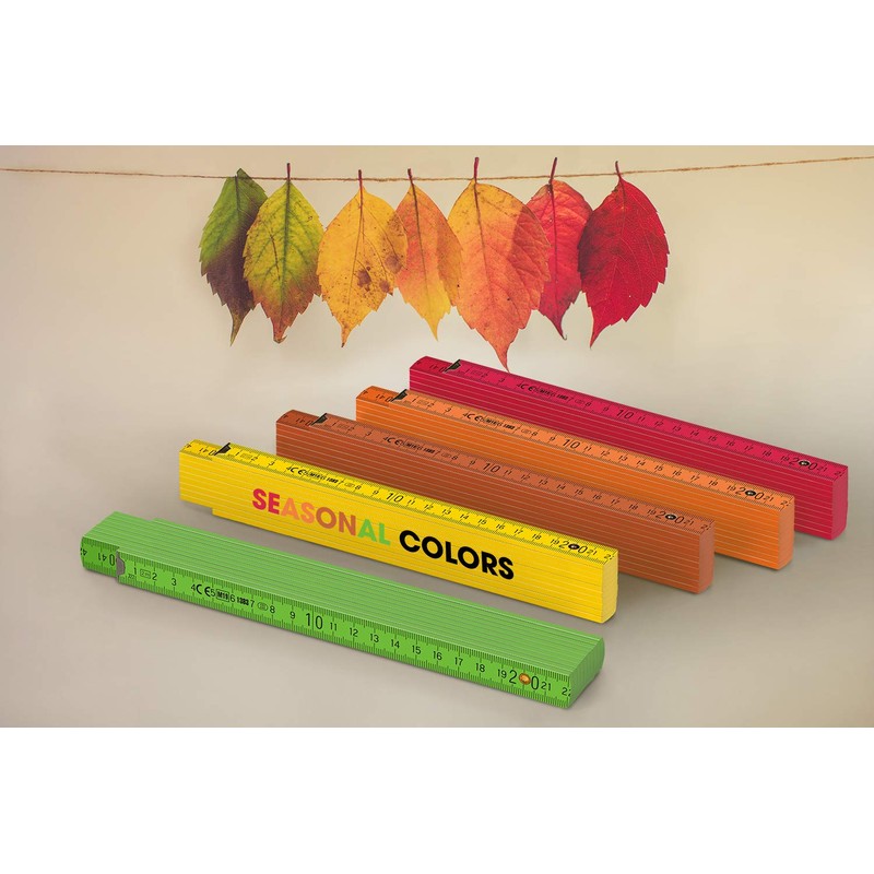 Metrie BL52 Folding Rule, Duplex Scale, 2 Metres, Colourful, orange