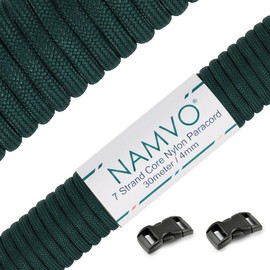 Namvo 550 Paracord Mil Spec Type III 7 strand parachute cord Total Length 100ft / 30 Meters, Dark green