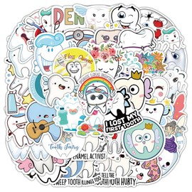 Tooth Stickers for Laptop (50 Pieces), Gift for Children, Teenagers, Adults, Boys, Teeth, Waterproof Vinyl Stickers for Scrapbooking, Skateboard, Car, Luggage