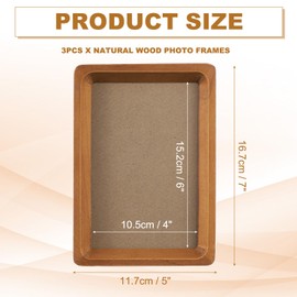 uxcell 3 x 4inch Natural Wood Photo Frames, 3pcs Mini Wooden Finish Picture Frame Tabletop Photo Frame with Mat for Desktop Display Wall Mounting, Teak color