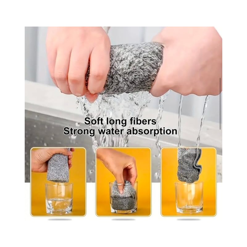 10pcs Bamboo Charcoal Microfibre Towels | Ultra-Absorbent Microfibre Cleaning Cloths