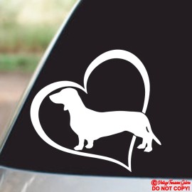 Oracal DACHSHUND HEART VINYL DECAL STICKER CAR REAR WINDOW BUMPER PUPPY LOVE WEINER DOG