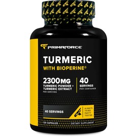 Primaforce Cúrcuma con Bioperina 120 Cápsulas, 2300 Mg por Porción - Suplemento Dietético, 40 Porciones