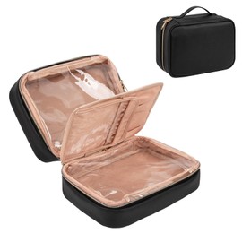 Cosmetic bag, toiletry bag, women's travel cosmetic organiser bag, waterproof make-up bag, make-up bag with make-up brush compartment, black, Travel