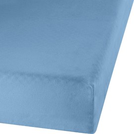 Erwin Müller Fitted Sheet Flannelette Garmisch Fitted Sheet Cuddly Soft Temperature Regulating for Winter with Elasticated Edging Light Blue Size 90 x 190 - 100 x 200 cm