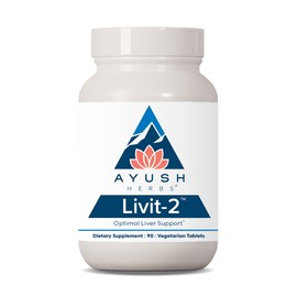 Ayush Herbs Livit-2 Natural Ayurvedic Daily Liver-Support 90 x 500mg Tabs