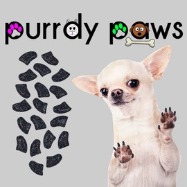 Purrdy Paws 6 Month Supply Soft Nail Caps for Dog Claws Black Holographic Glitter (XXL)