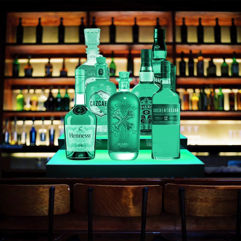 Royxen LED Lighted Liquor Bottle Shelf 3 Tier, 16 Inch