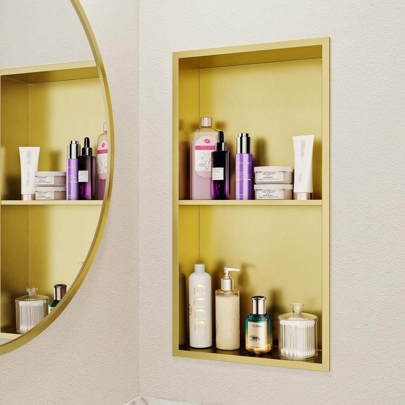 Neodrain Shower Niche Double Shelf Stainless Steel No Tile Needed