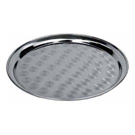 Winco Round Tray with Swirl Pattern, 16-Inch, Stainless Steel