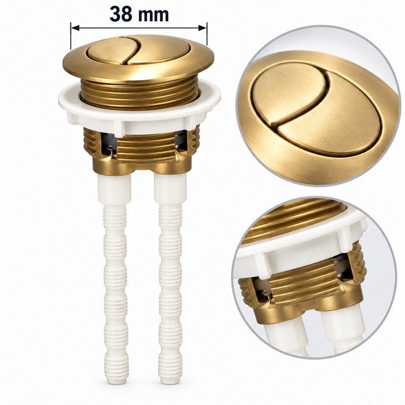 38mm Brushed Gold Dual Flush Toilet Cistern Button – ABS