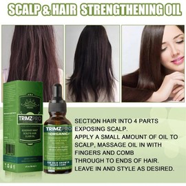 Trimzpro 3 Pack Rosemary Mint Biotin Scalp & Hair Strengthening Oil For Hair Growth Anti-Frizz Conditioning Elixir Serum