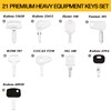 21 Heavy Construction Equipment Key Set fits Cat, JD, Case,
